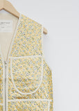 Zip Vest — Yellow Flower Print