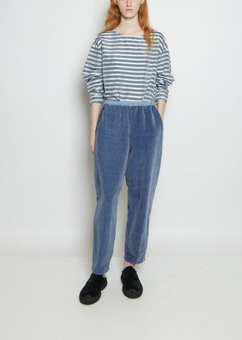 Tobba Cotton Cotton & Linen Velvet Simple Trouser — Skyline