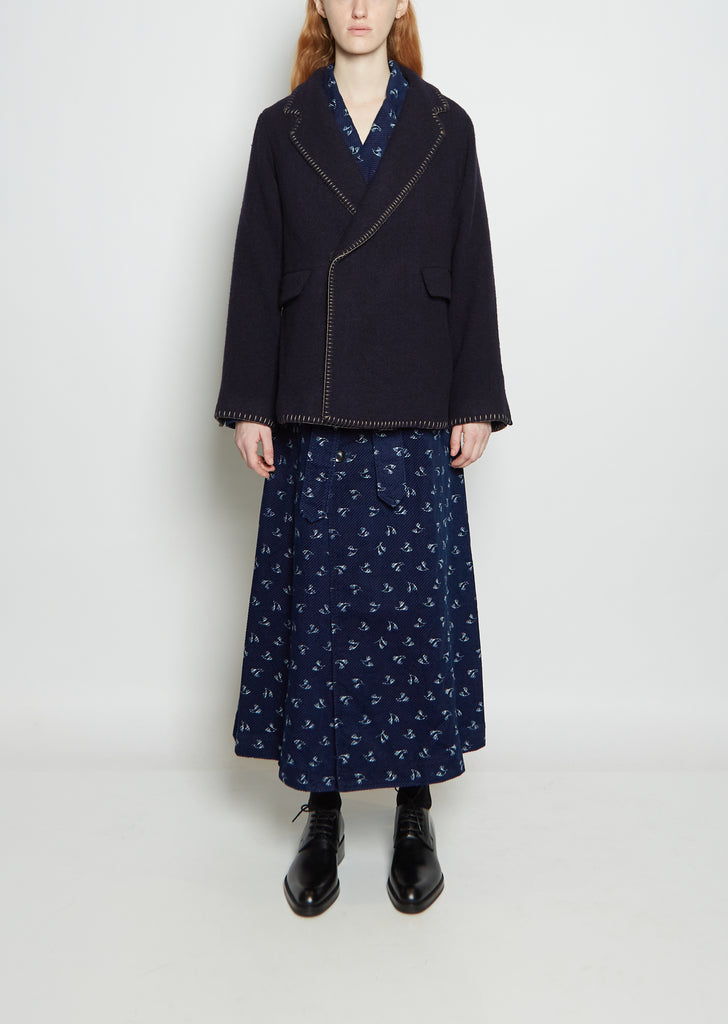Wool Blend Boa Blanket Jacket