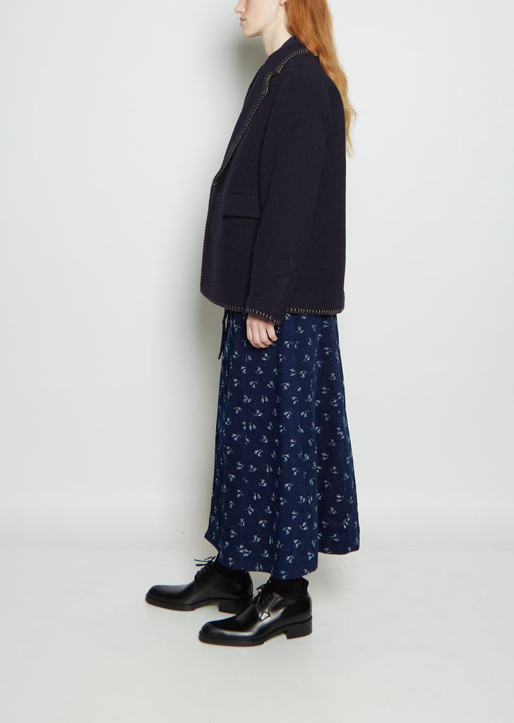 Wool Blend Boa Blanket Jacket