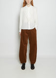 Dobby Satin Ruffle Blouse