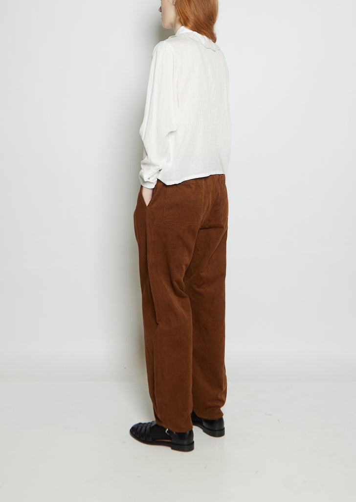 Dobby Satin Ruffle Blouse