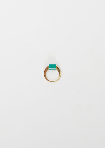 Deco Cilindro Ring — Green Agate