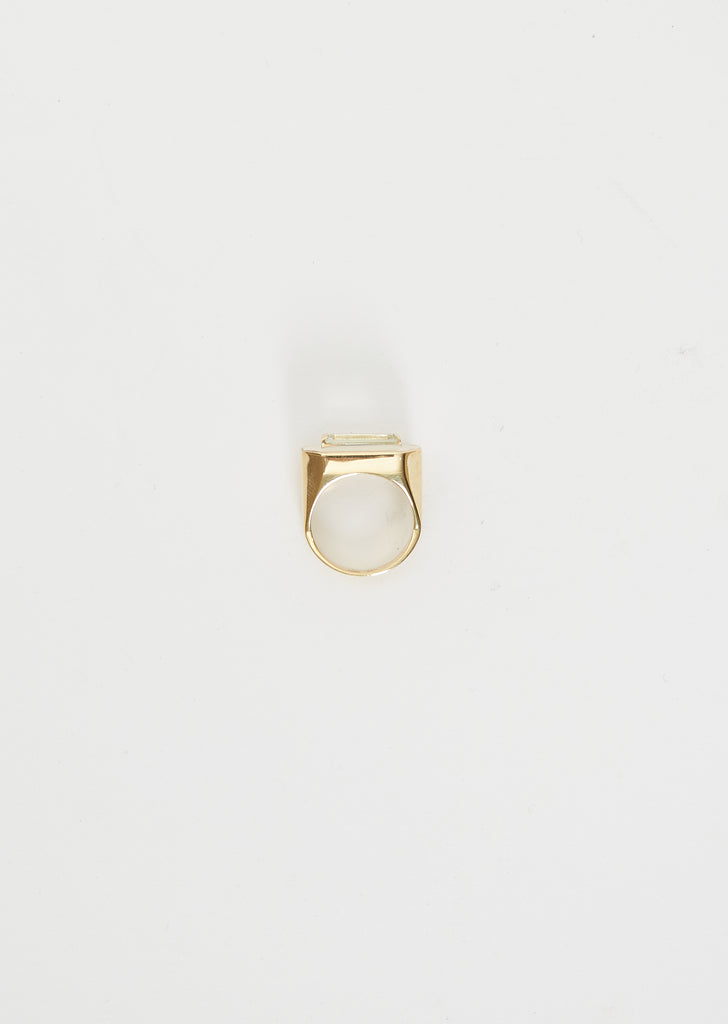 Deco Maxi Baguette Ring — Green Amethyst & Snow White
