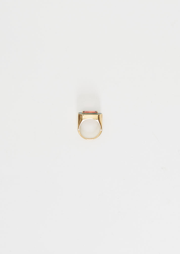 Deco Maxi Baguette Ring — Garnet & Bottle Green