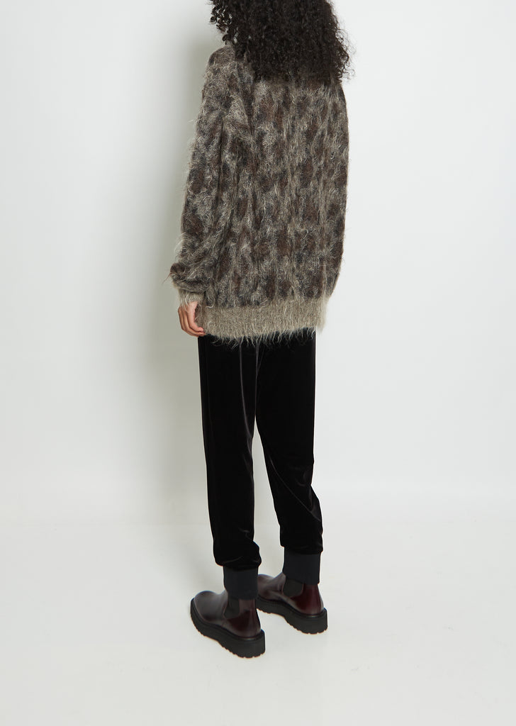 Wool Blend Fuzzy Leopard Sweater