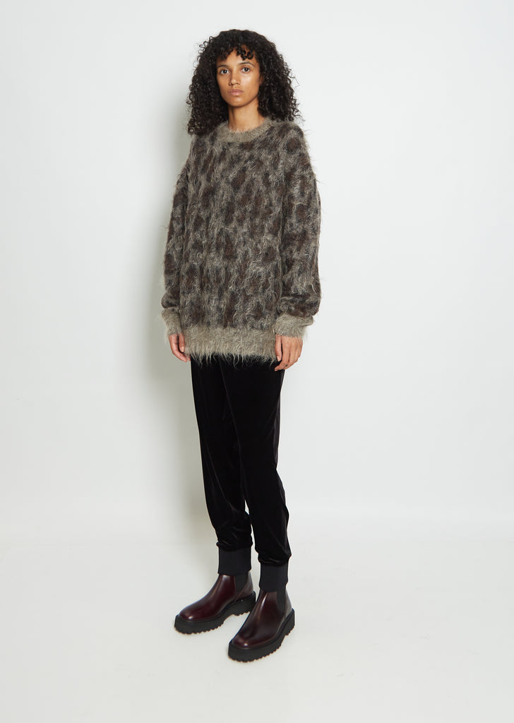 Wool Blend Fuzzy Leopard Sweater