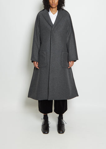 Wool Blend Peak Lapel Coat