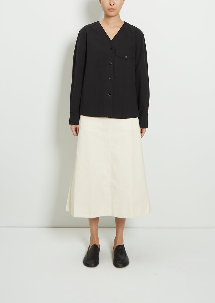 Long Sleeve Collarless Scout Shirt — Black