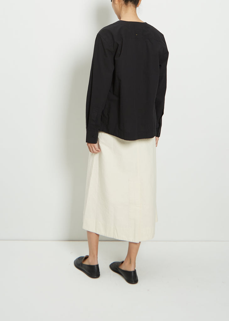 Long Sleeve Collarless Scout Shirt — Black