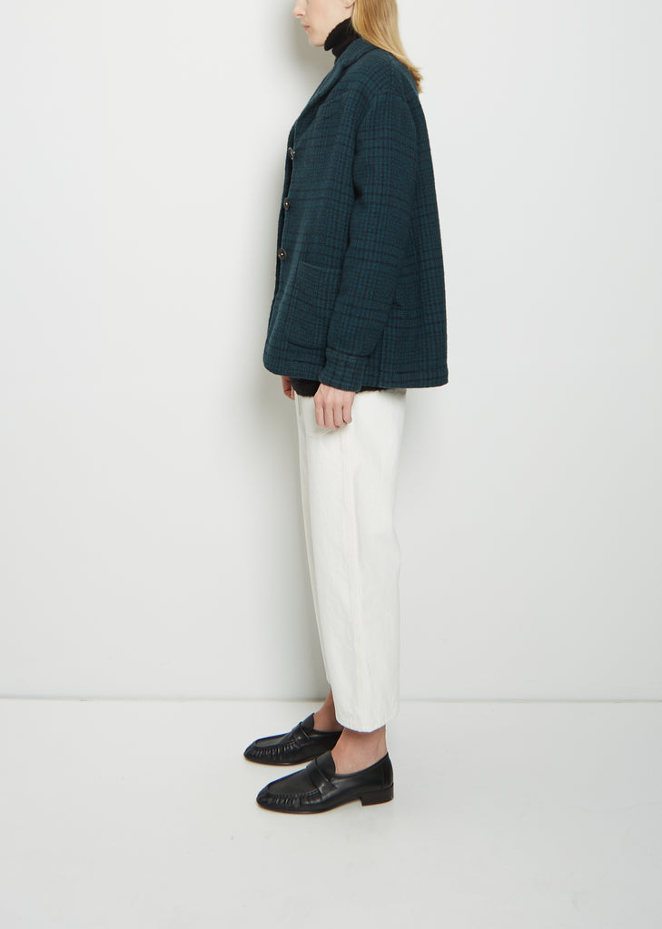 Wool Check Milly Jacket — Teal