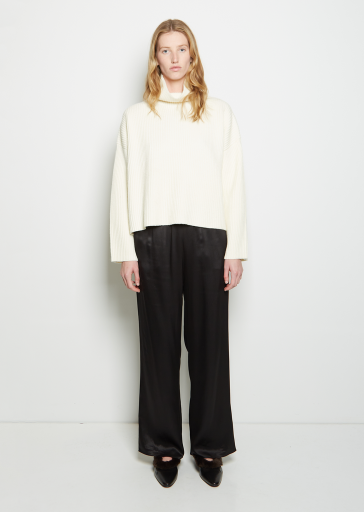 Wool Rib Knit Sweater — Bone