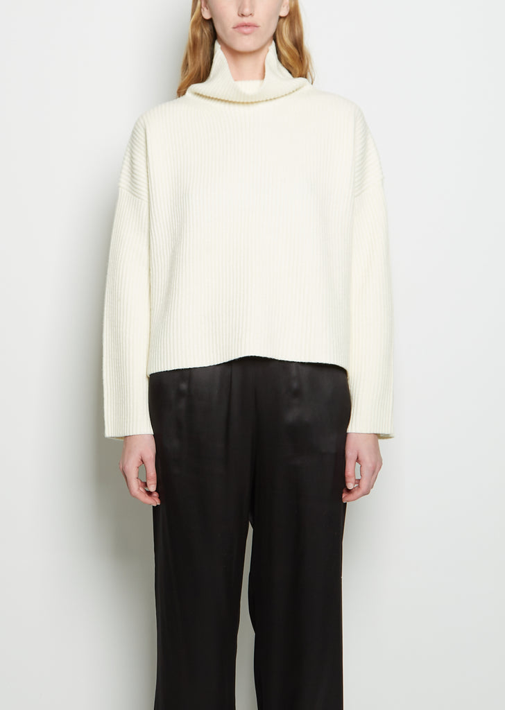 Wool Rib Knit Sweater — Bone