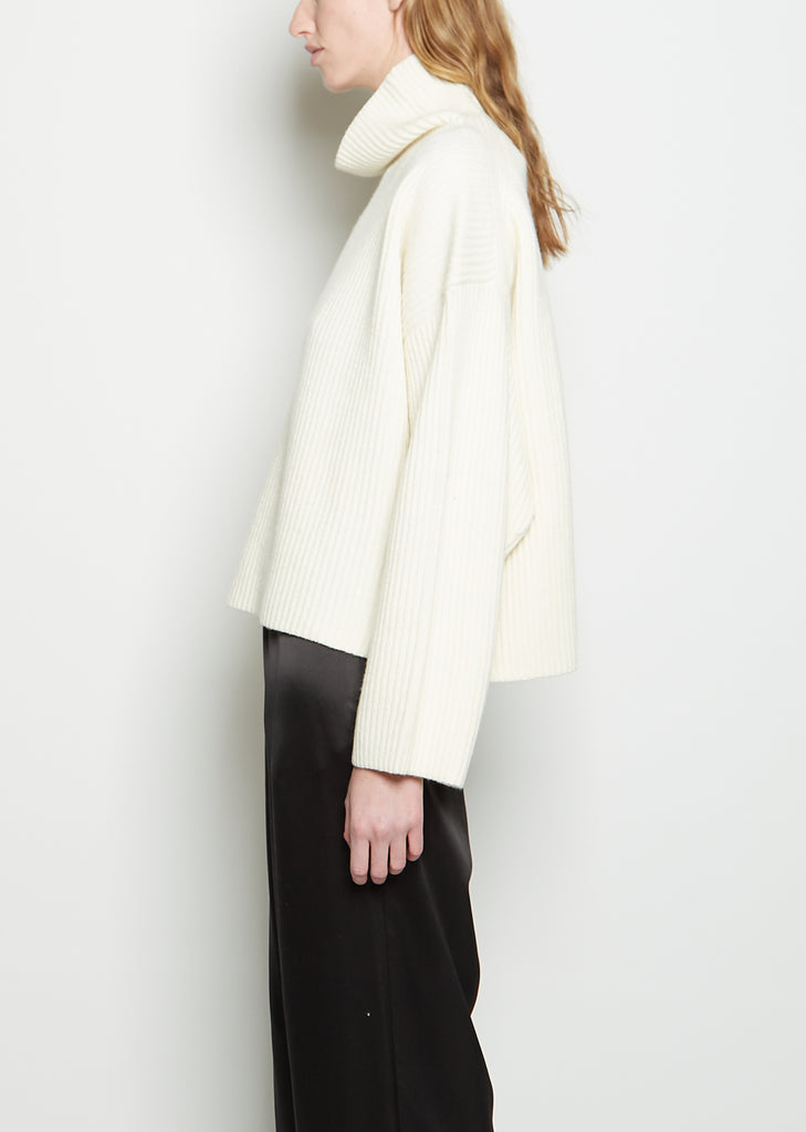 Wool Rib Knit Sweater — Bone