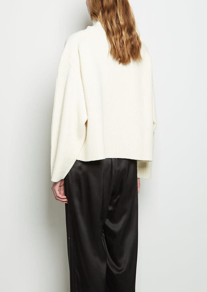 Wool Rib Knit Sweater — Bone