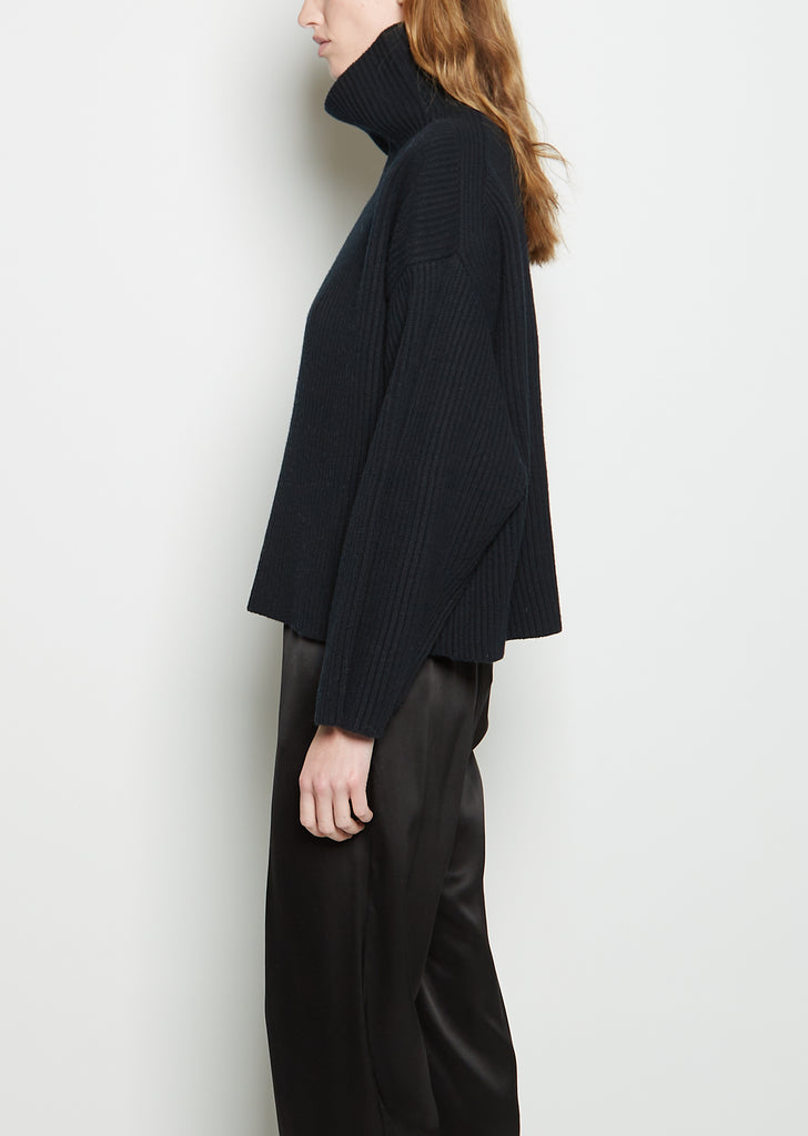 Wool Rib Knit Sweater — Black