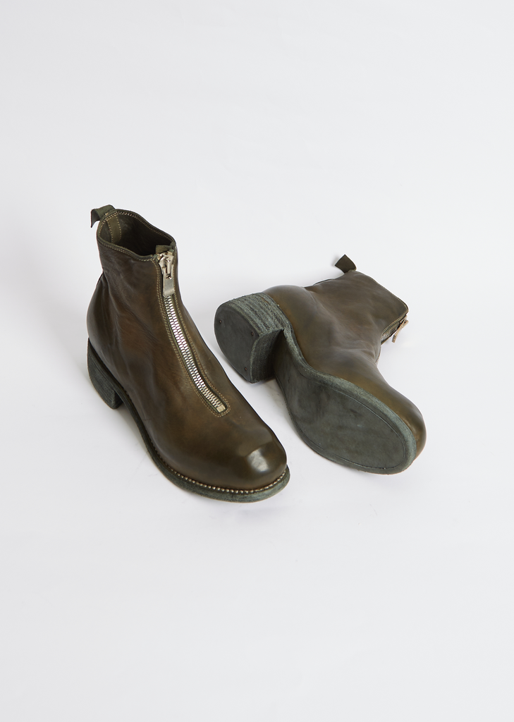 Leather Front Zip Boot PL1— Green