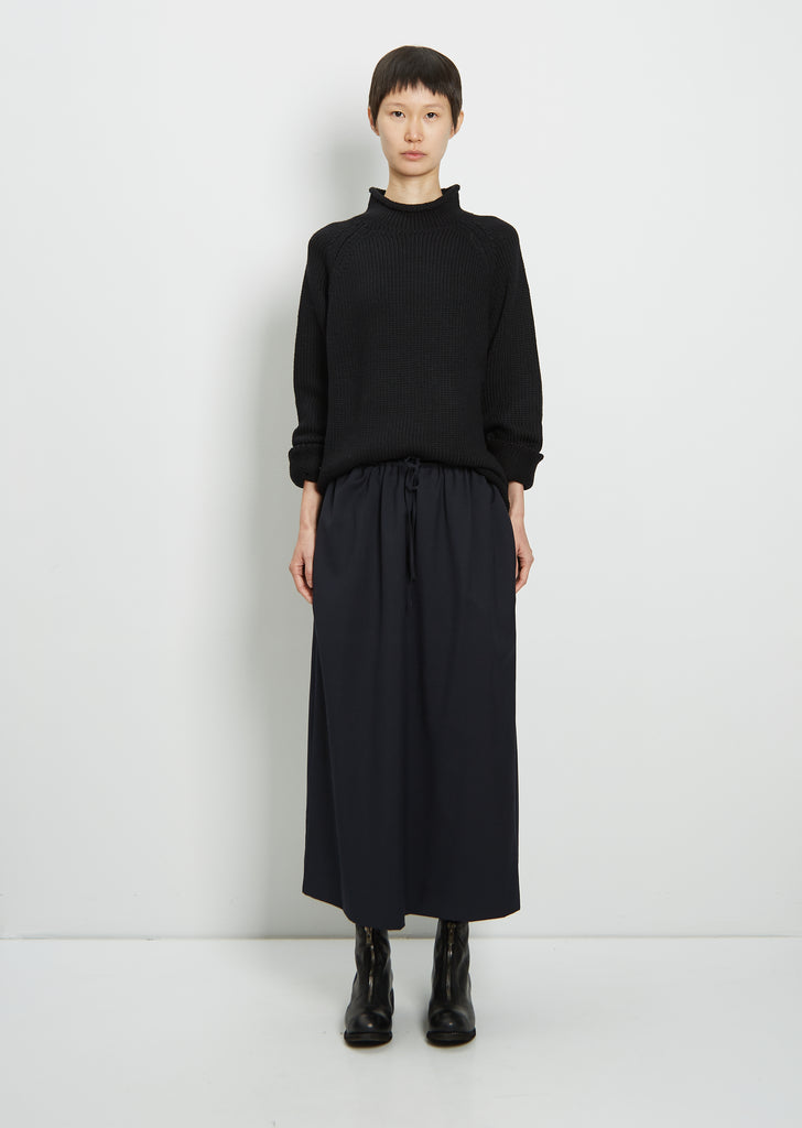 Light Wool Long Drawstring Skirt