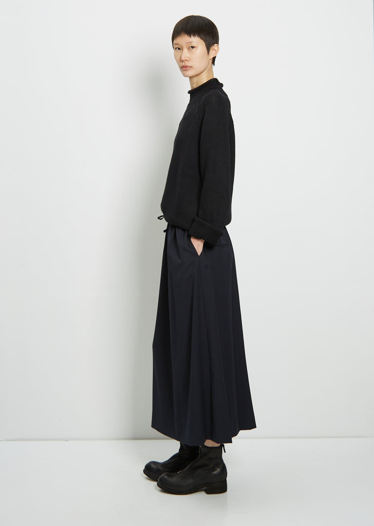Light Wool Long Drawstring Skirt