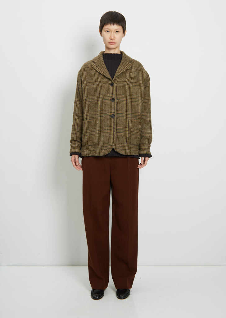 Wool Check Milly Jacket  — Moss