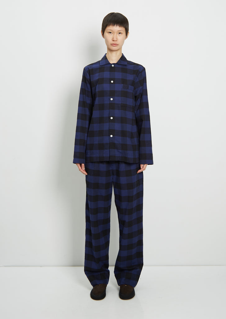 Flannel Pyjamas Shirt — Blue Gingham