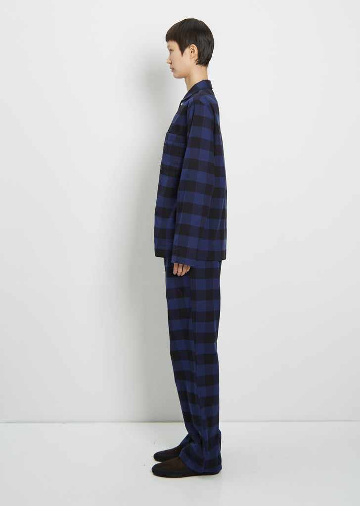 Flannel Pyjamas Shirt — Blue Gingham