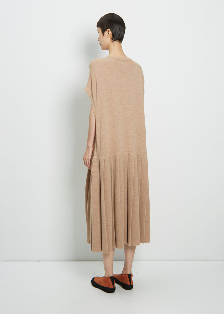 Pleat Wool Shift Dress