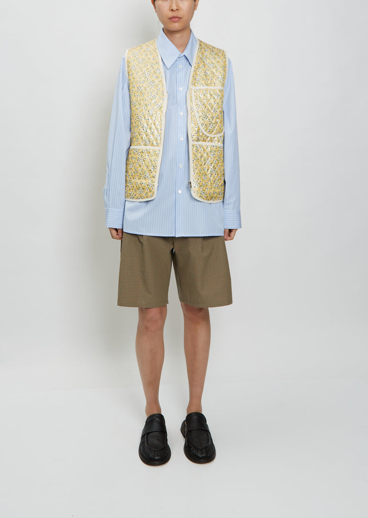 Zip Vest — Yellow Flower Print