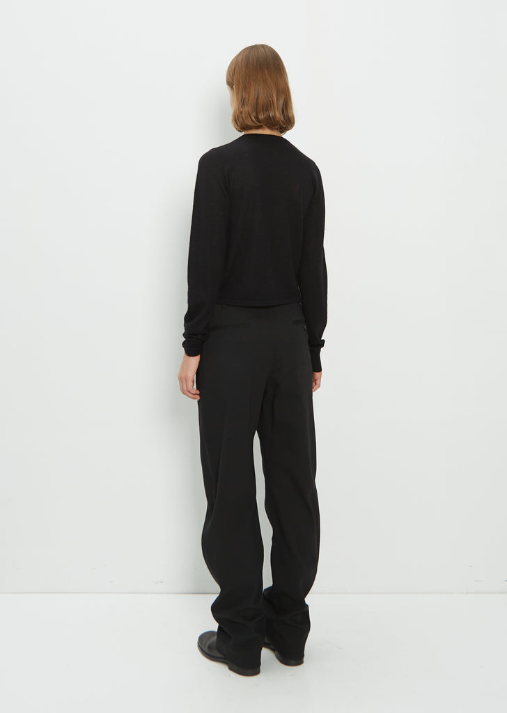 Curved Cotton Suit Pants — Black