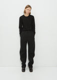 Curved Cotton Suit Pants — Black