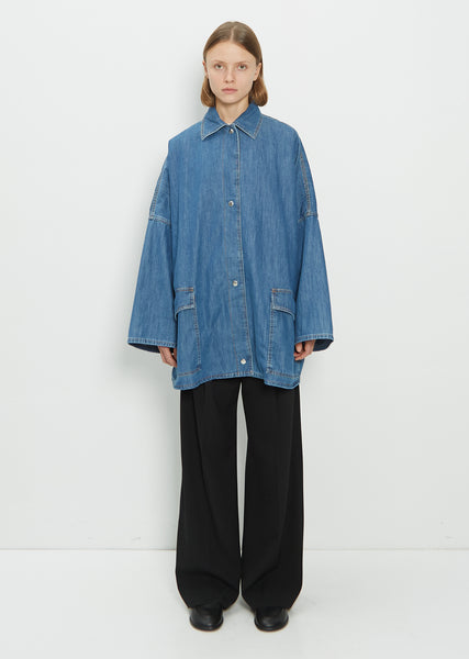 Denim overshirt jacket soft blue – Totême