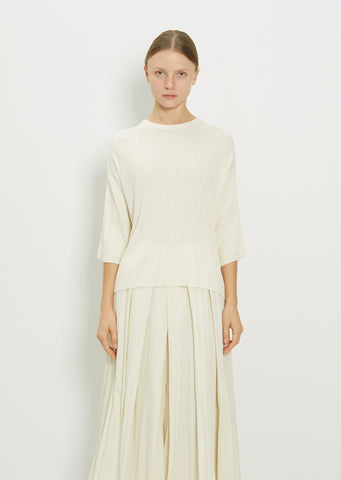 Viscose Blend Round Neck Ribbed T-Shirt