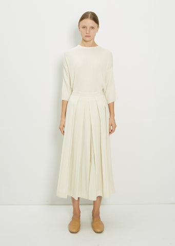 Viscose Blend Pleated Skirt With Slits