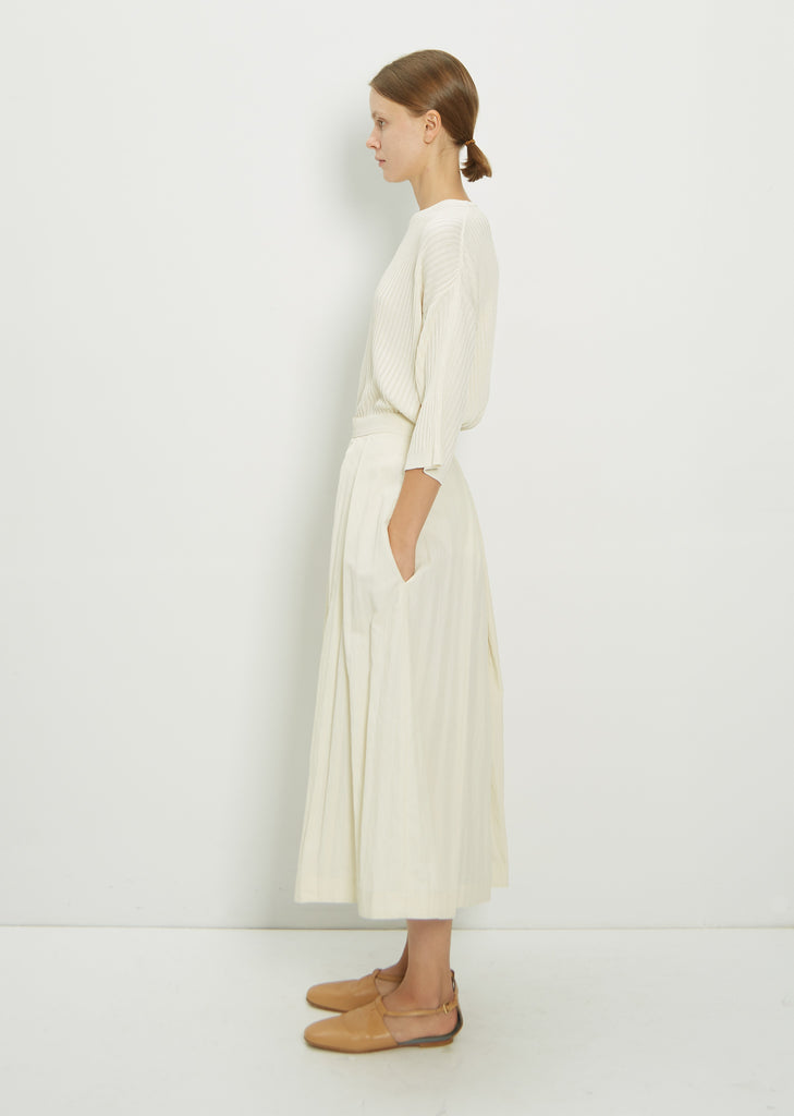 Viscose Blend Pleated Skirt With Slits