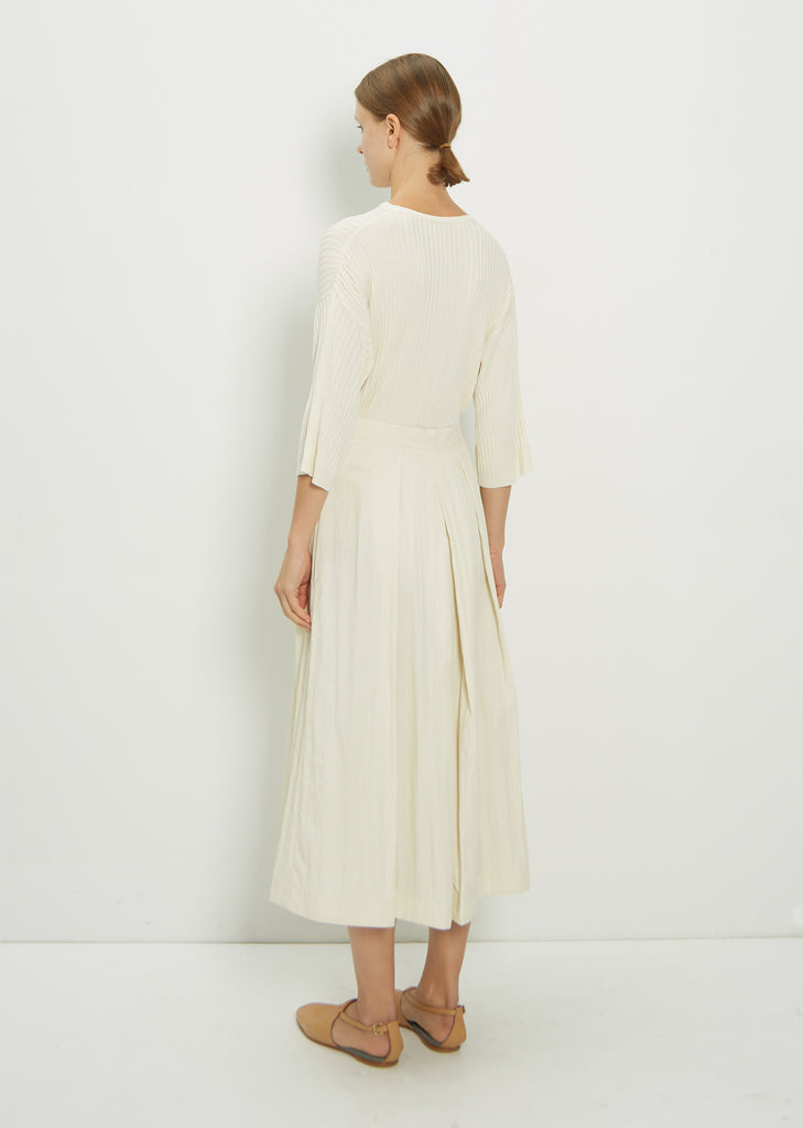 Viscose Blend Pleated Skirt With Slits