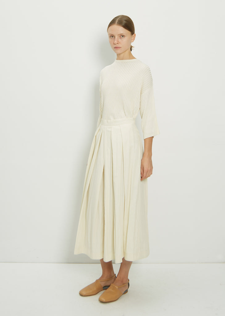 Viscose Blend Pleated Skirt With Slits