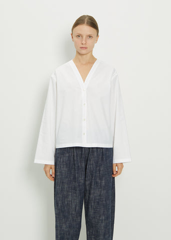 V-Neck Cotton Poplin Shirt