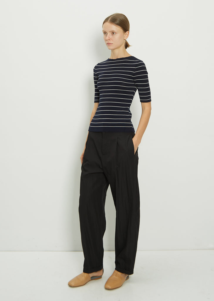 Striped Ribbed Cotton T-Shirt