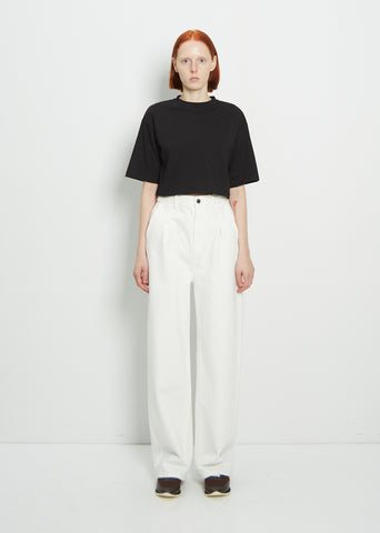 Attu Wide-Leg Cotton Denim Pants — Ivory