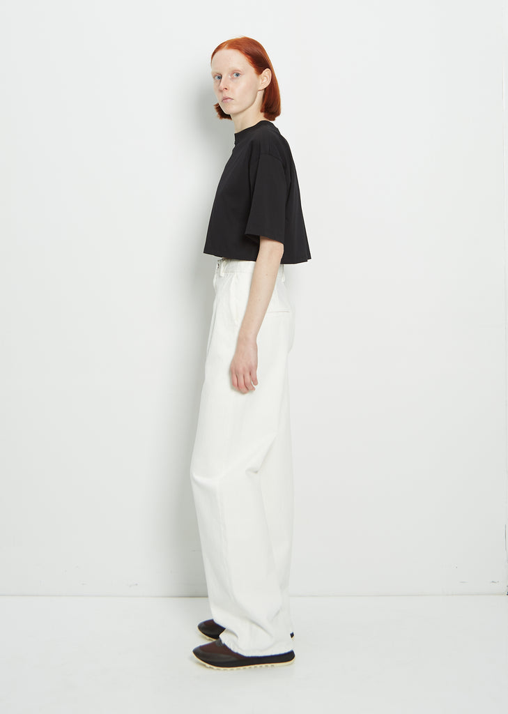 Attu Wide-Leg Cotton Denim Pants — Ivory