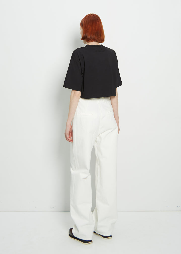 Attu Wide-Leg Cotton Denim Pants — Ivory