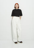 Attu Wide-Leg Cotton Denim Pants — Ivory