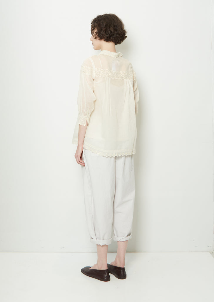 Cotton & Silk Lace Button Up Shirt