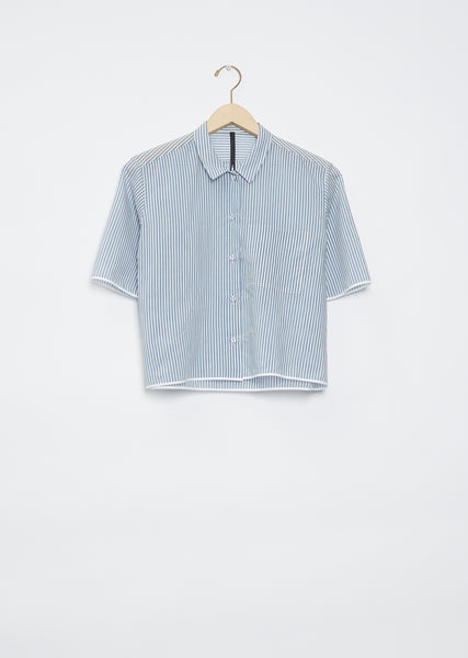 Cropped Boxy Shirt - XS / Blue Stripes