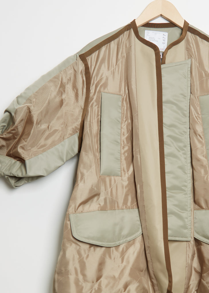 Quilted Blouson Wool Blend Jacket — Beige