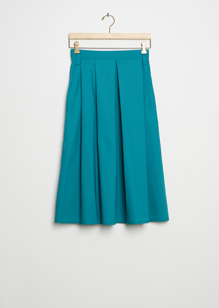 Selena Cotton Midi Skirt — Topaz Green
