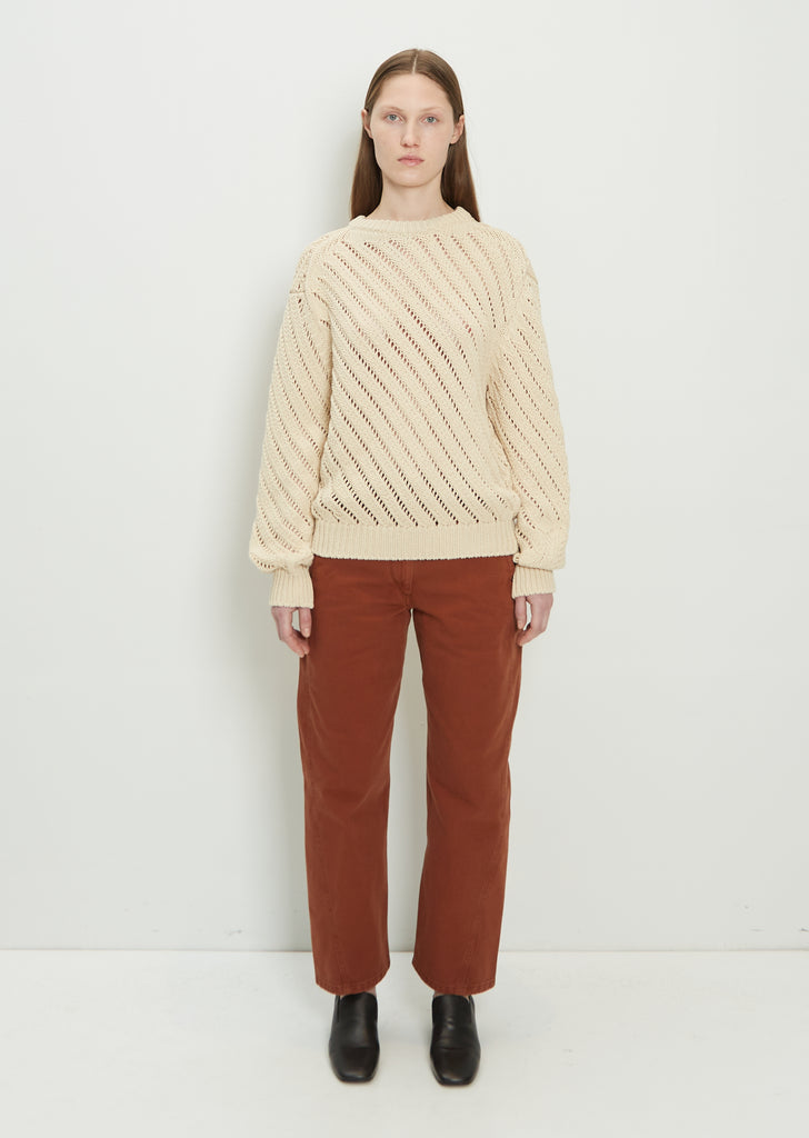 Unisex Diagonal Openwork Cotton Jumper