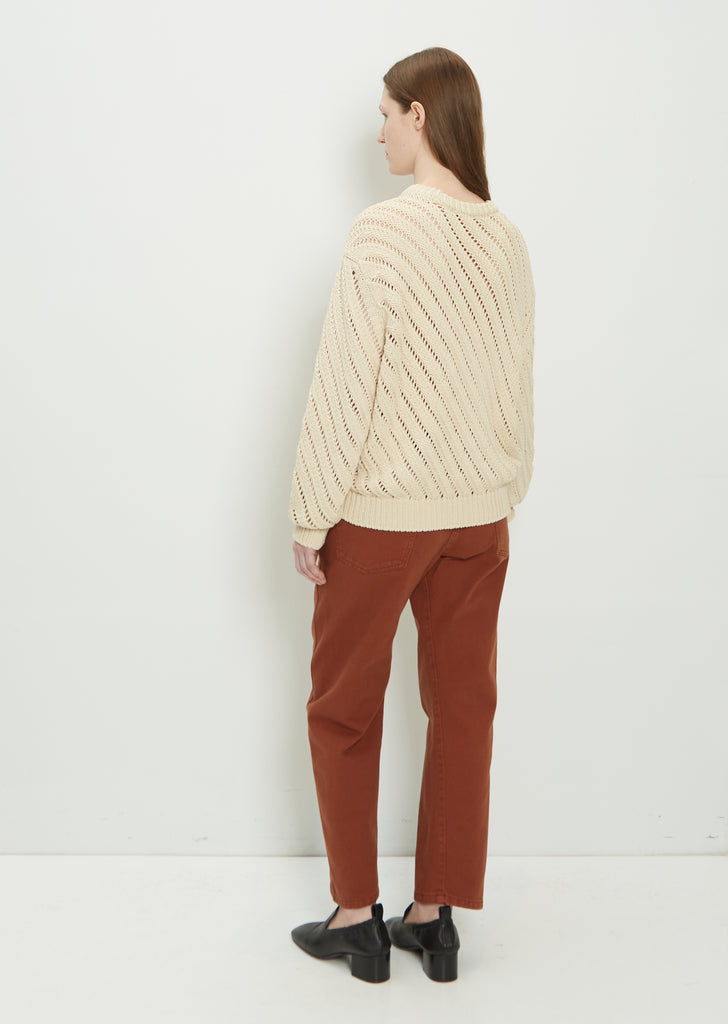 Unisex Diagonal Openwork Cotton Jumper