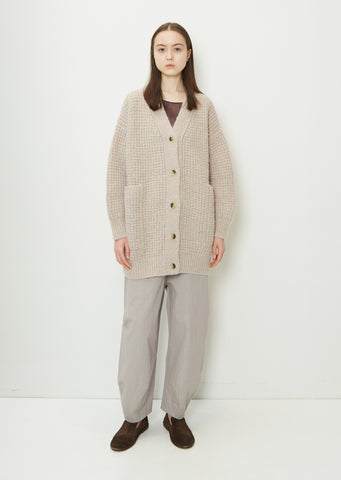 Waffle Long Stretch Alpaca Cardigan