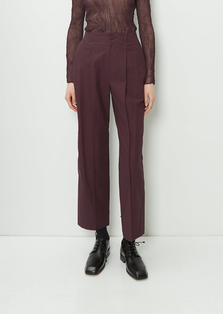 Pedestal Cotton Pants — Dark Purple